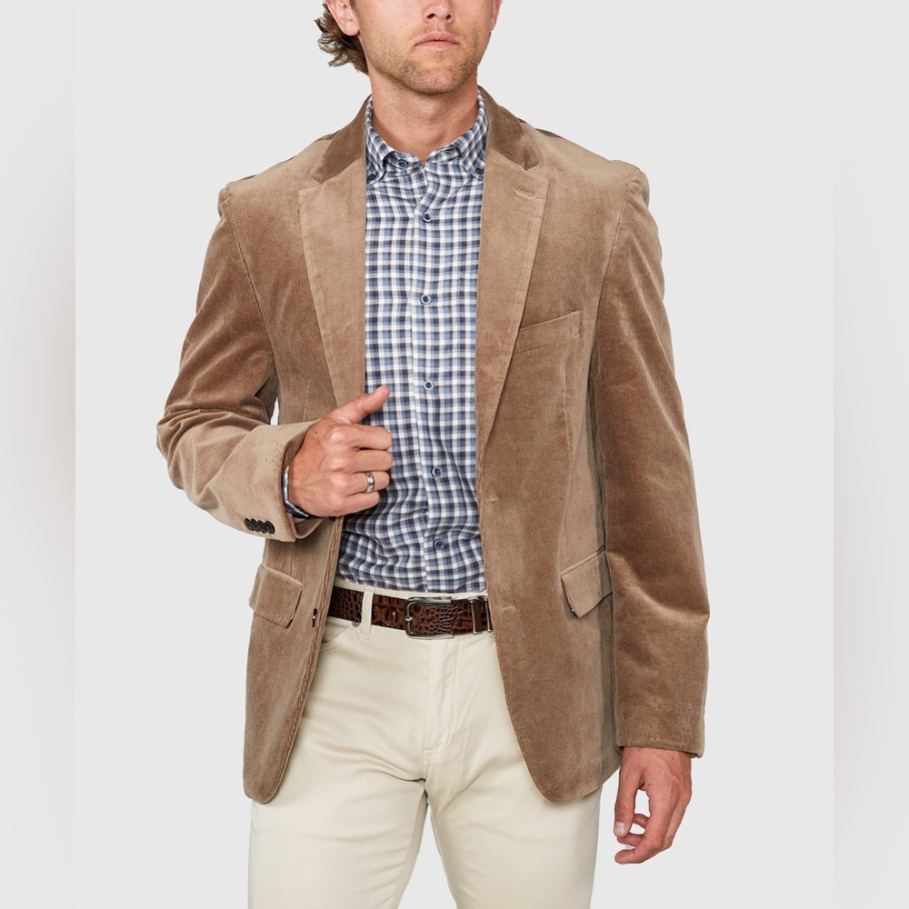 Haggar Vintage 80s Corduroy Sport Blazer Jacket Men's Size 42L Tan Classic Rich